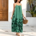 thumbnail image 6 of Women's Boho Summer Maxi Dress Spaghetti Strap Sleeveless Leaf Print Loose Fit Flowy Long Dress Casual Beach Vacation Party Wedding Guest Sun Dress, 6 of 9