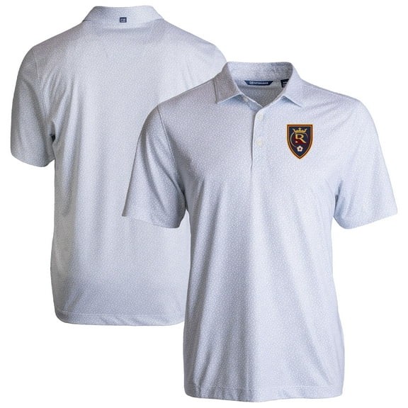 Men's-Cutter & Buck  White Real Salt Lake Pike Eco Pebble Print Stretch Recycled Polo