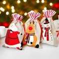 thumbnail image 2 of 3 bolsas de arpillera para vino de Navidad, bolsas grandes para golosinas navideñas con diseño de Papá Noel, reno y muñeco de nieve, bolsas reutilizables para guardar dulces con cordón para regalos de, 2 of 5