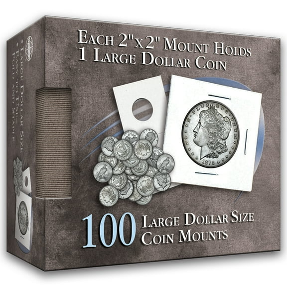 Large Dollar 2x2 Coin Mounts Cube 100 Count, (Hardcover)