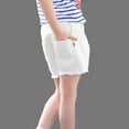 thumbnail image 4 of Girls Jean Shorts Size 12 Elastic Waist Pull-On Denim Shorts Summer Casual Frayed Raw-Hem Pants, White, 3 Years, 4 of 4