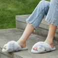 thumbnail image 3 of Ecetana Women's Fuzzy Slippers Cross Band Memory Foam House Shoes Open Toe, 3 of 7