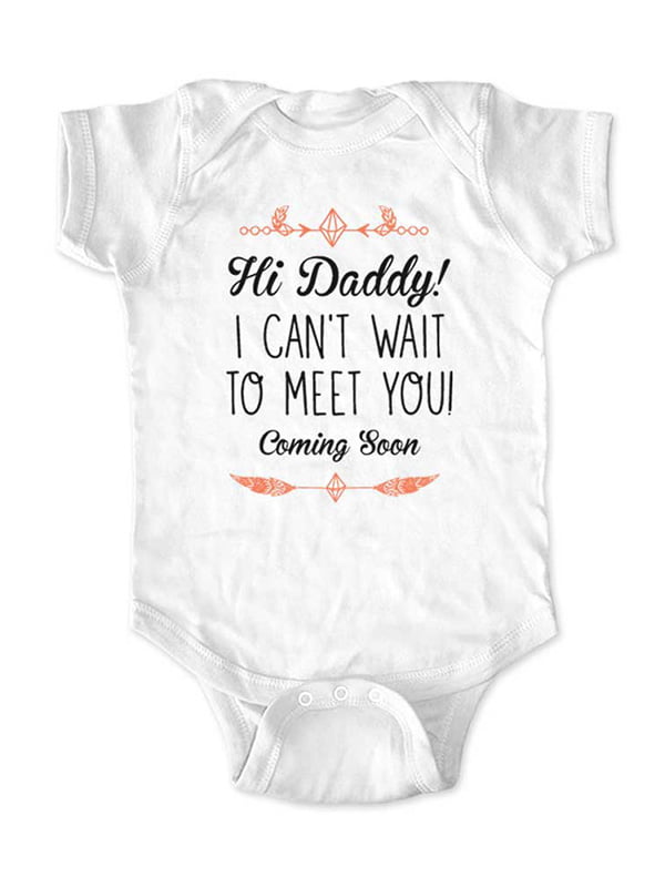 IVF pregnancy bodysuit pregnancy reveal dad surprise pregnancy baby coming soon Hello Daddy see you in month and year baby announcement bodysuit baby bodysuit guess what 