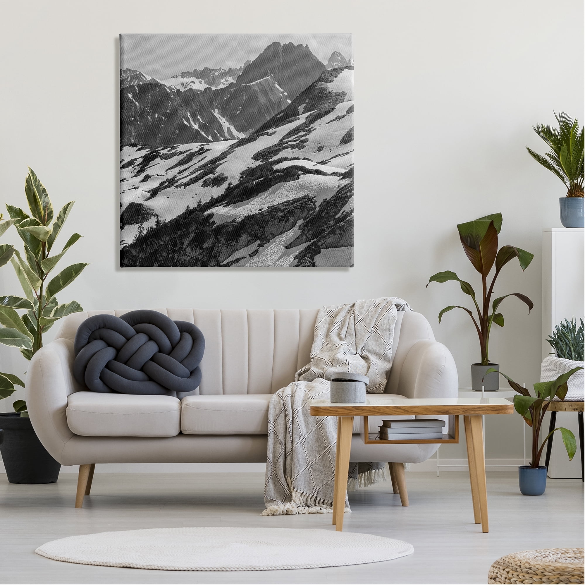 Stupell Industries Snow Capped Mountains Landscape Photography Gallery Wrapped Canvas Art Print Wall Art, 36 x 36