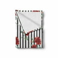 thumbnail image 2 of Watercolor Soft Flannel Fleece Blanket, Rose Pattern with Vertical Stripes Pattern Romantic Valentines Day, Cozy Plush for Indoor and Outdoor Use, 60" x 80", Ruby Reseda Green Black, by Ambesonne, 2 of 6