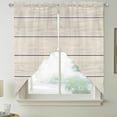 thumbnail image 2 of Beige Wood Grain Swag Valances for Windows, Kitchen Curtains 36 Inch Length 2 Panels Set, Rustic Retro Wooden Plank Farmhouse Short Curtains for Small Windows Rod Pocket Cafe Curtains Drapes 28"x36", 2 of 8