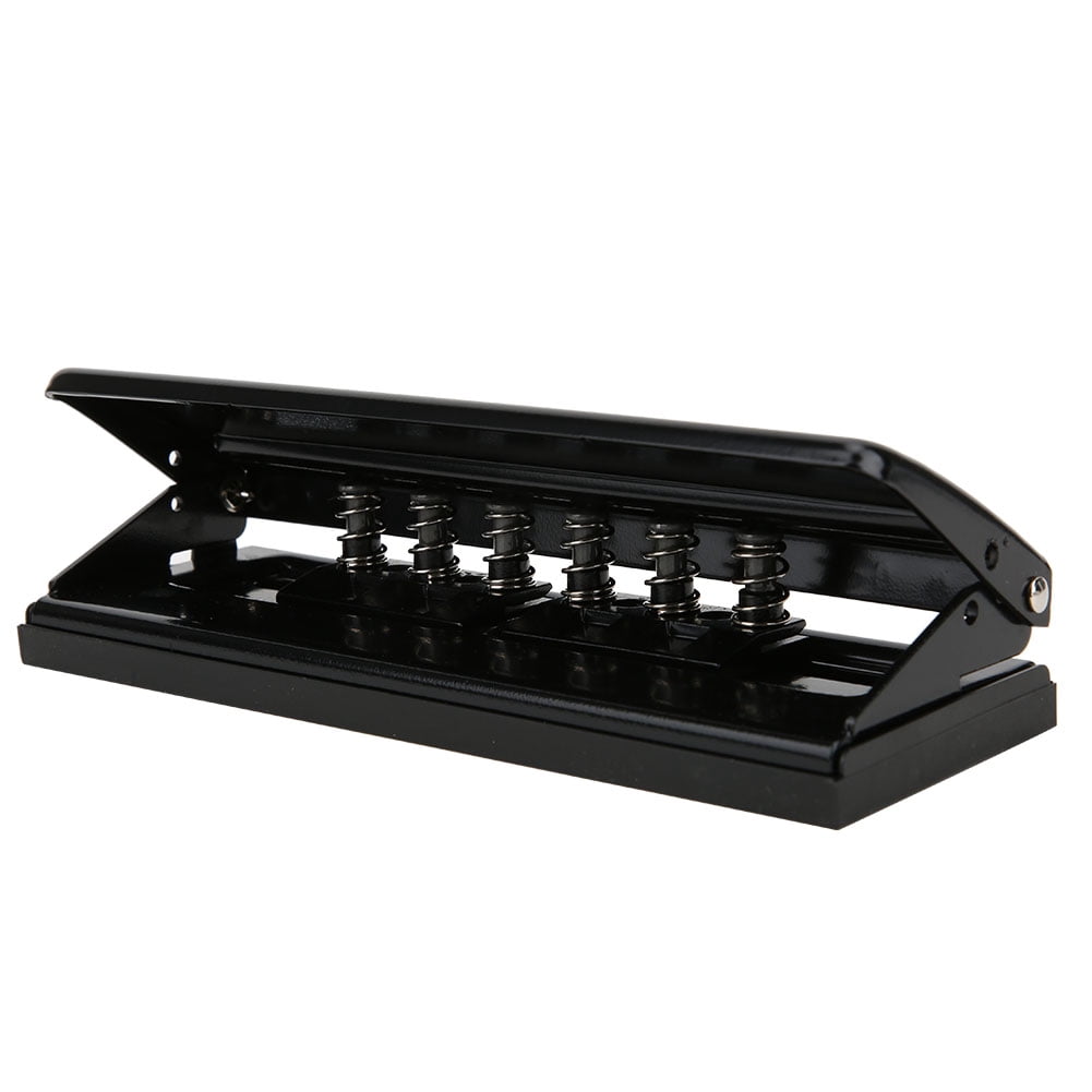 Yajisi Six Hole Adjustable Punching Machine Paper Puncher Office Supplies Black with Non-Slip Pad for Planner Insert Pages Binders and Organizers 7.87 inches / 20 cm Hole Puncher Tool