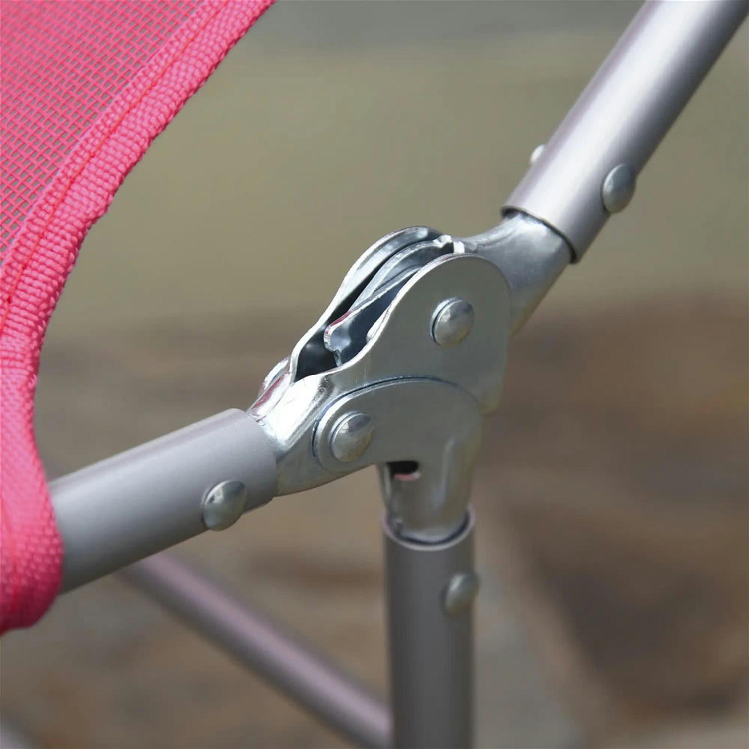 Demi Bonn Outdoor Folding Chaise Lounge with Reclining Back, Breathable Mesh Seat for Beach and Yard, Patio, Pink