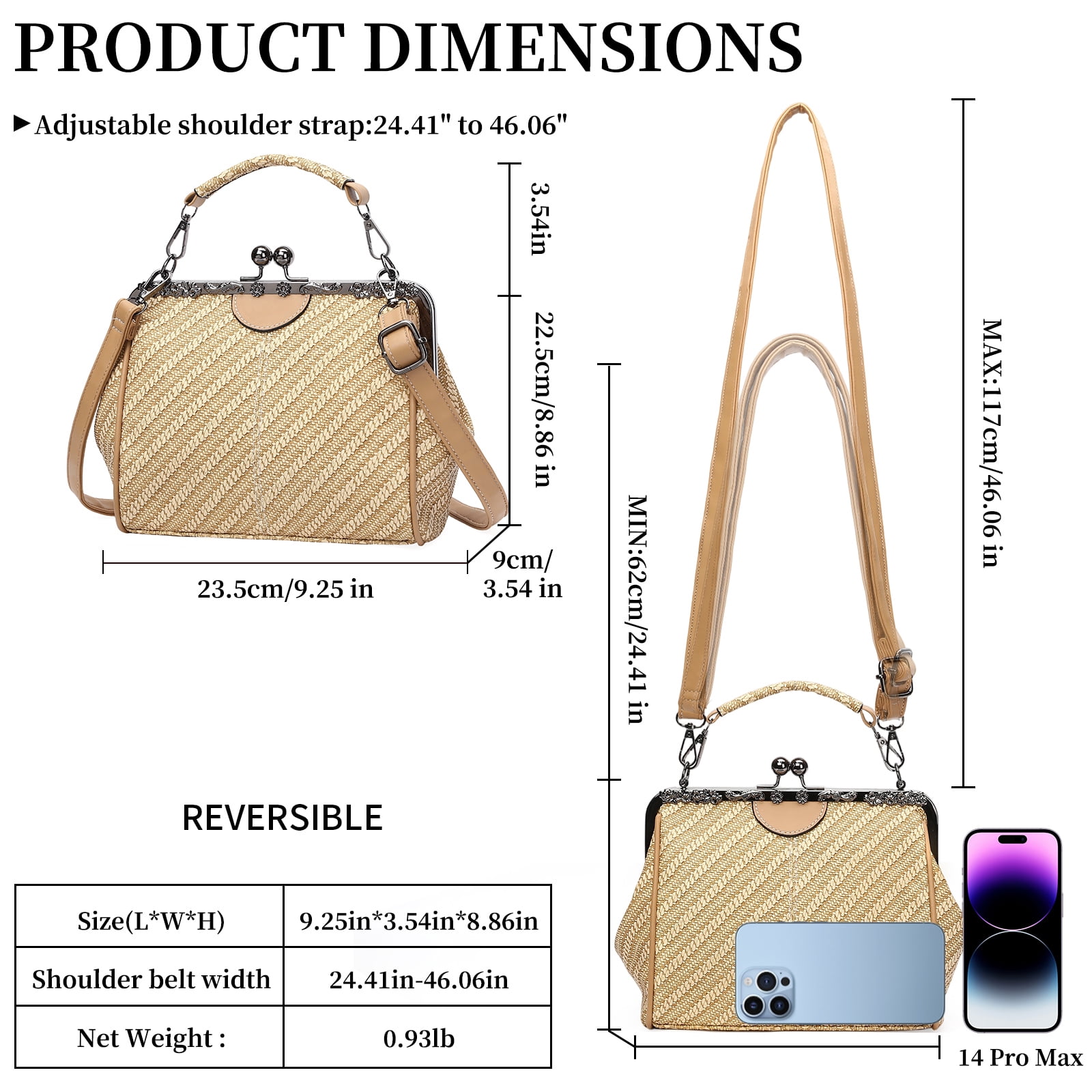 SENDEFN Handbag for Women Shoulder Bag Kiss Lock Medium Top Handle Satchel Purse Retro Crossbody Bag Evening Clutch Purses
