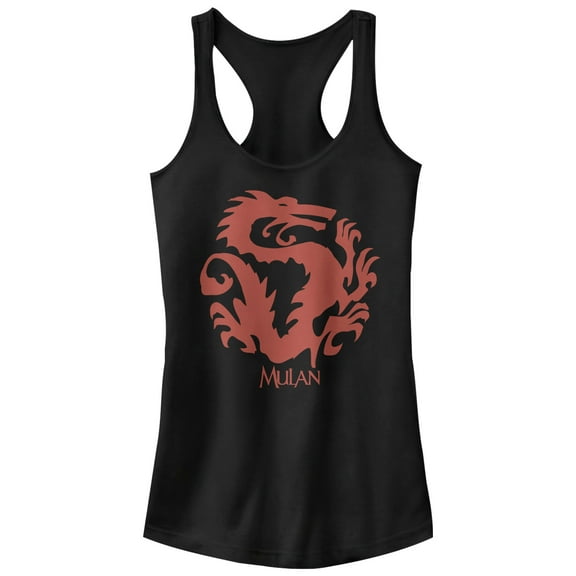 Junior's Mulan Dragon Symbol  Racerback Tank Top Black 2X Large