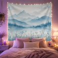 thumbnail image 2 of Misty Mountain Forest and Lake Scene with Wildflowers, Calming Watercolor for Nature Lovers, Tranquil Wall Art Decor, Housewarming Gift, Tapestry Wall Hanging for Bedroom and Living Room, 2 of 7