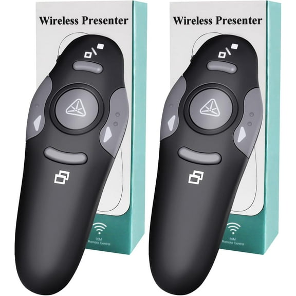 Wireless Presentation Clicker for PowerPoint Presentations, USB Dongle Presenter Remote with Laser Pointer Slide Clickers for Mac/Windows/Linux, Computer/Laptop, Google Slide/PPT/Keynote