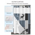 thumbnail image 4 of No Hook Shower Curtain with Snap-in Liner, Vintage Pliad Waterproof Fabric Bathroom Curtains, Farmhouse Bear Deer Trees Forest Checked Bath Curtains & Mesh Top Window Stall 48"x72", 4 of 9