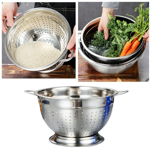 Stainless steel draining rack for pasta with deep basket strainer