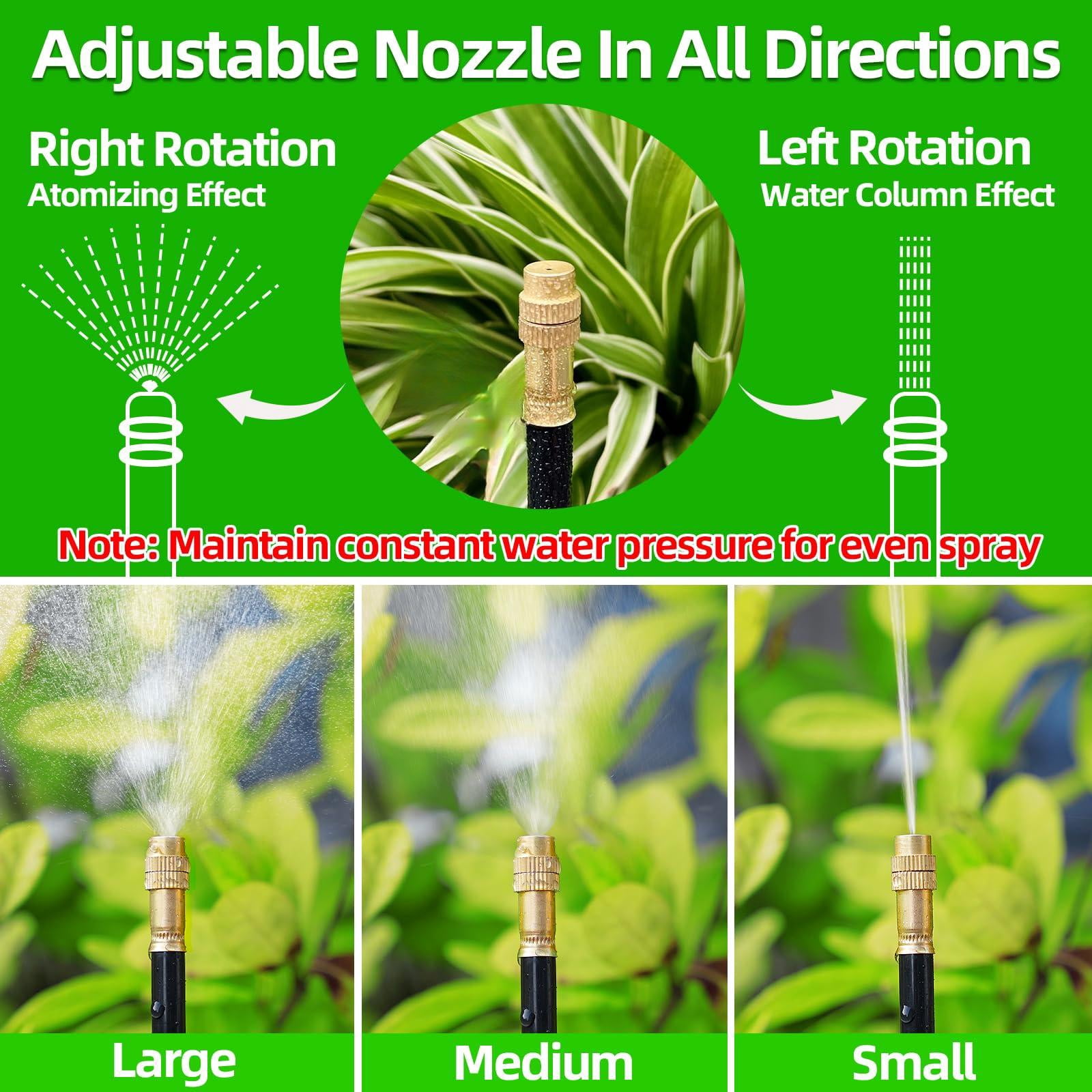100 Ft Drip Irrigation System For Garden - Kit With 32 360°adjustable Copper Nozzles Hose  Automatic Atomizing Plant Watering Sprinkler Yard Lawn Greenhouse Potted