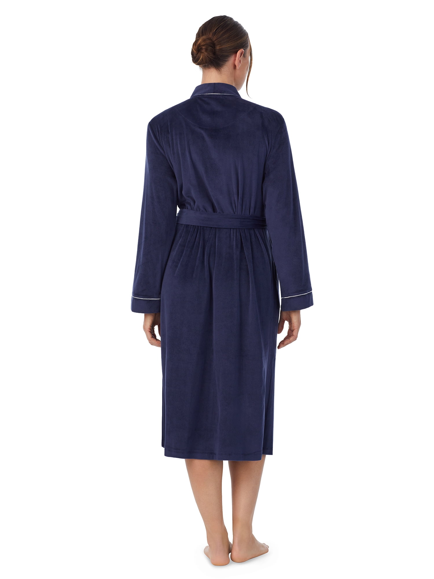 Aria Women's Stretch Velour Long Sleeve Wrap Sleepwear Robe with Pockets, Sizes XS-5X