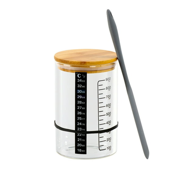 Tarro de Vidrio con Tapa un Tanque de Fermentación de Levadura Natural de Tarro de Vidrio con Platos de Fermentación de Alta Temperatura Graduados. Tarros de Vidrio para Almacenamiento de Alimentos Co