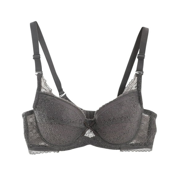 Loopsun Plus Size Bras for Women, Womens Oversized Bra Ultra Thin without Sponge Lingerie and Lace Large Chest Appears Smaller Dark Gray XL