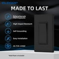 thumbnail image 3 of ELEGRP 15 Amp Light Switch Decorator 120V Single Pole Rocker AC Quiet , with Wall Plate, Matt Black (10-Pack), 3 of 7