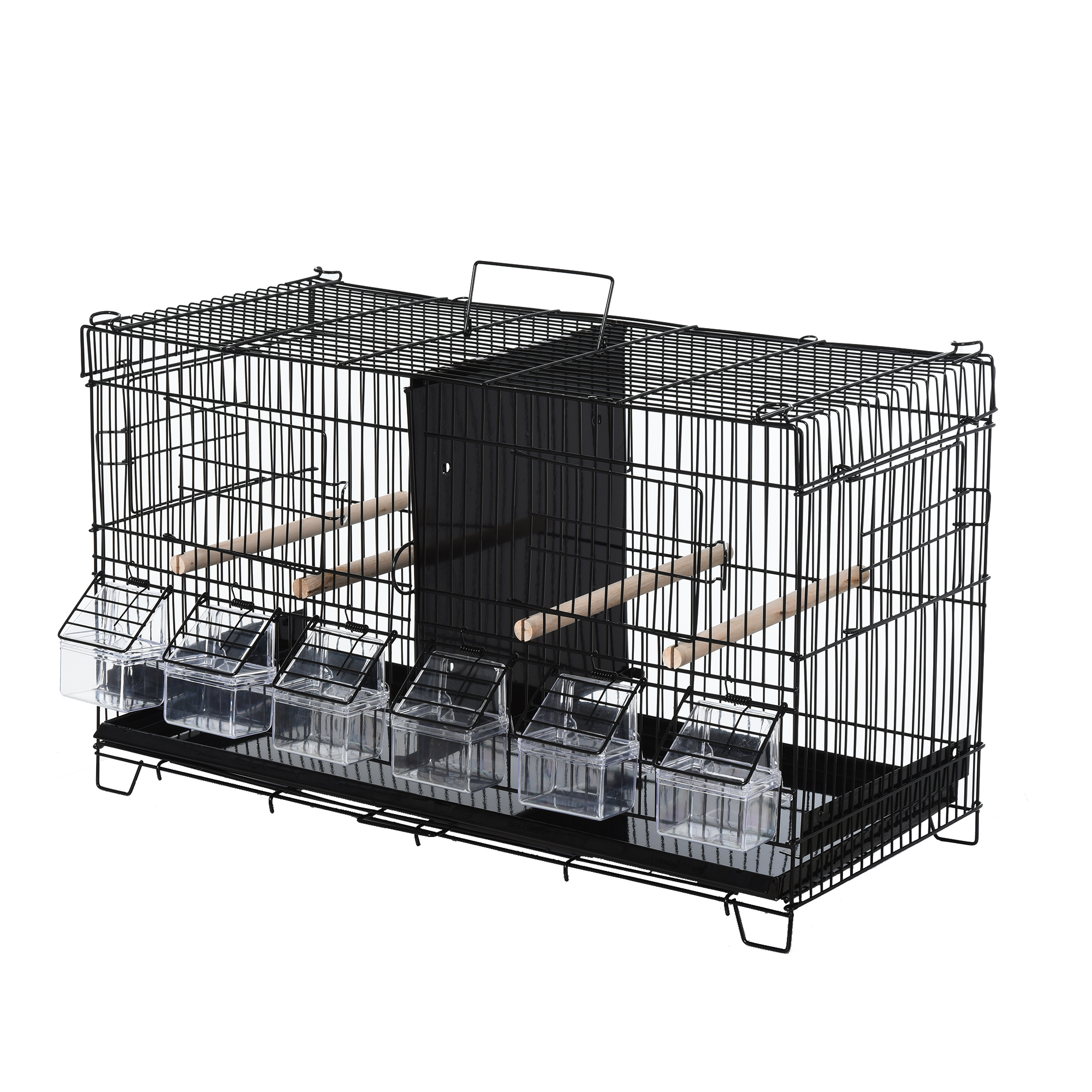 Pawhut Bird Cage Feeder with 6 Food Boxes, & 4 Relaxing Perch Poles