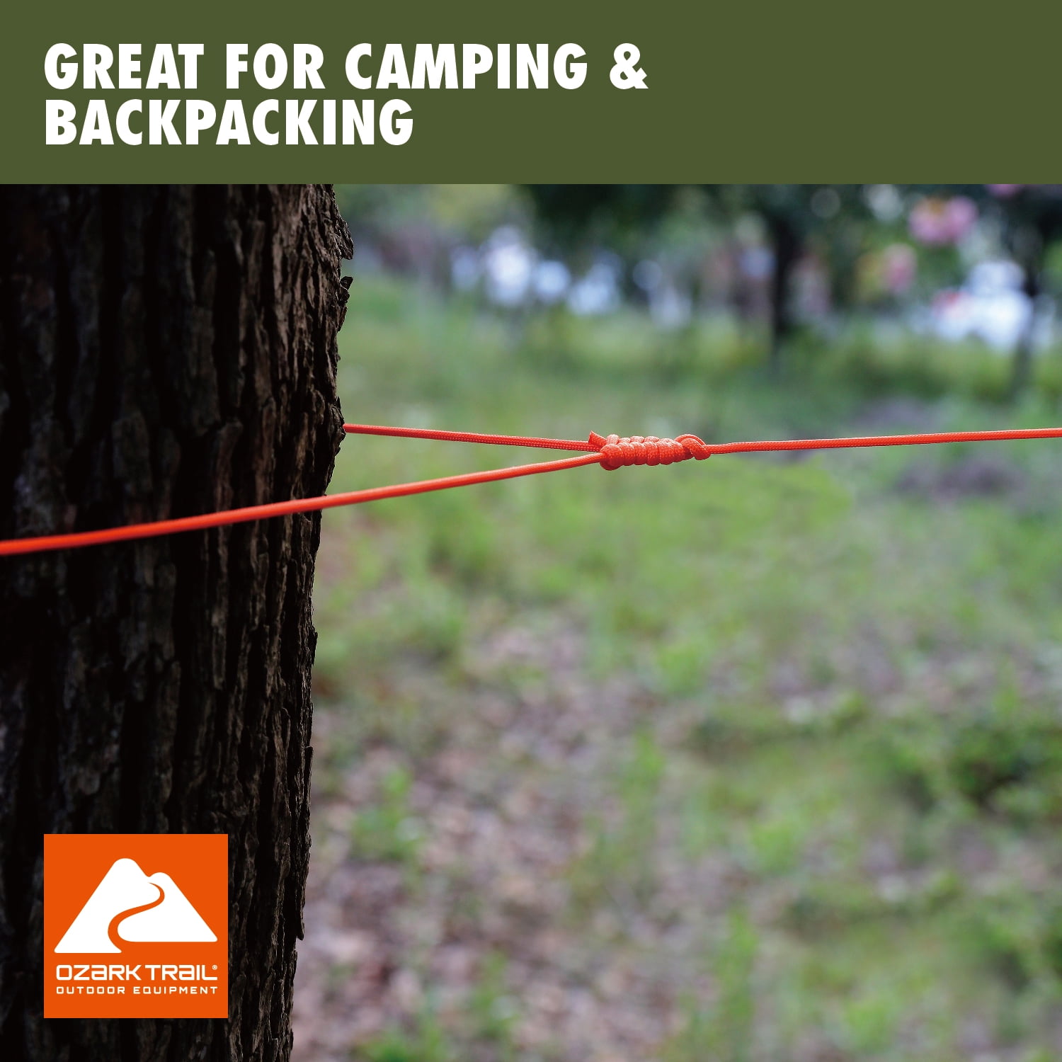 (2 pack) Ozark Trail 550 lb Polyester Paracord Rope, Orange, 50'