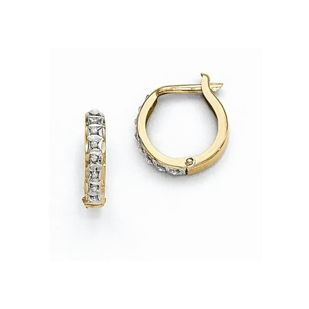 Round Diamond Hinged Hoops 14K Yellow Gold (0.01cttw) Diamond Fascination Round Hinged Hoop Earrings (13mm x 2mm) ()