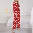thumbnail image 3 of Fotbe Red Polka Dot Conjunto de Pijama de Manga Larga para Mujer con Estampado, Ropa de Dormir de 2 Piezas, Conjunto de Casa Suave y Cómodo con Bolsillos-Small, 3 of 7