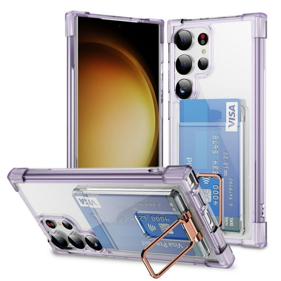 Haobuy for Samsung Galaxy S24 Ultra S24 Plus S24 Clear Wallet Case with Kickstand Transparent Soft TPU Shockproof Case