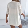 thumbnail image 4 of gbyLJF Women's Summer Crochet Lightweight Short Sleeve Open Front Sweater Tops Beach Vacation Hollowed-out Cardigan, 4 of 8