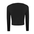 thumbnail image 6 of JGGSPWM Women's Shrug Sweaters Tie Front Long Sleeve Rib Knit Bolero Open Front Cropped Cardigan Jacket Tops Black M, 6 of 6