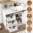 thumbnail image 6 of ANPOO 47" Farmhouse Bathroom Vanity with Sink Combo, Bathroom Storage Cabinet with Sliding Barn Door and 6 Drawers, White, 6 of 9