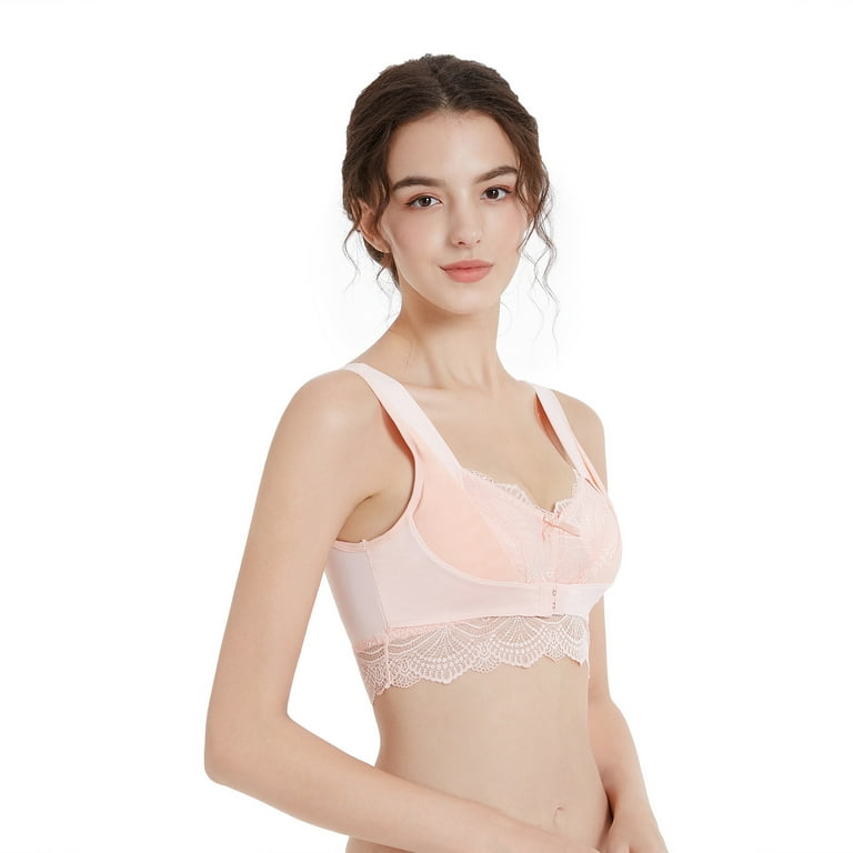 JGTDBPO Summer Savings Clearance Minimizer Front Closure Bras For Women  Full Coverage Front Buckle Sexy Gathe R Up Breast Milk Sleep Lace No Steel
