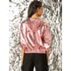 thumbnail image 5 of Día de San Patricio Traje De Navidad Para Mujer, Brillante, Holográfico, De Manga Larga, Con Cremallera, Chaqueta Metálica Con Capucha Rosa S, 5 of 6