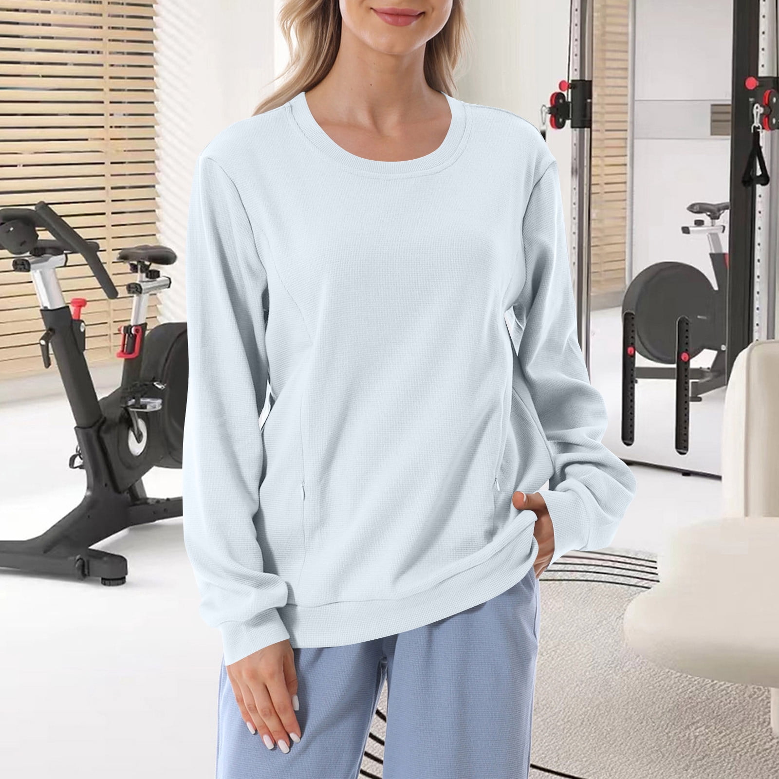 ylioge Maternity Tops for Women Pregnancy Plus Size S-4X Long Sleeve Sweatshirts with Zipper Pullover Solid Color Crewneck Nursing Sweatshirt Shirts