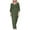 Army Green Outfit Set Tops+Pants_s, variant on CZHJS Women's Cotton Linen 2 Piece Outfit Wide Leg Pants Sets Solid Color Soft Tracksuits Elegant Lounge Sets Loose Clothes for Ladies Casual 3/4 Sleeve V Neck Shirt Army Green S
