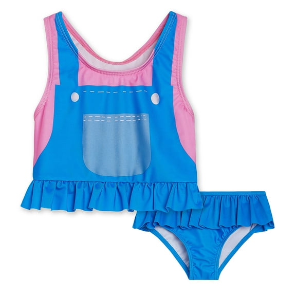 Ms. Rachel Racerback UPF 50  Peplum Tankini Top and Bikini Bottom Swim Set Infant to Toddler
