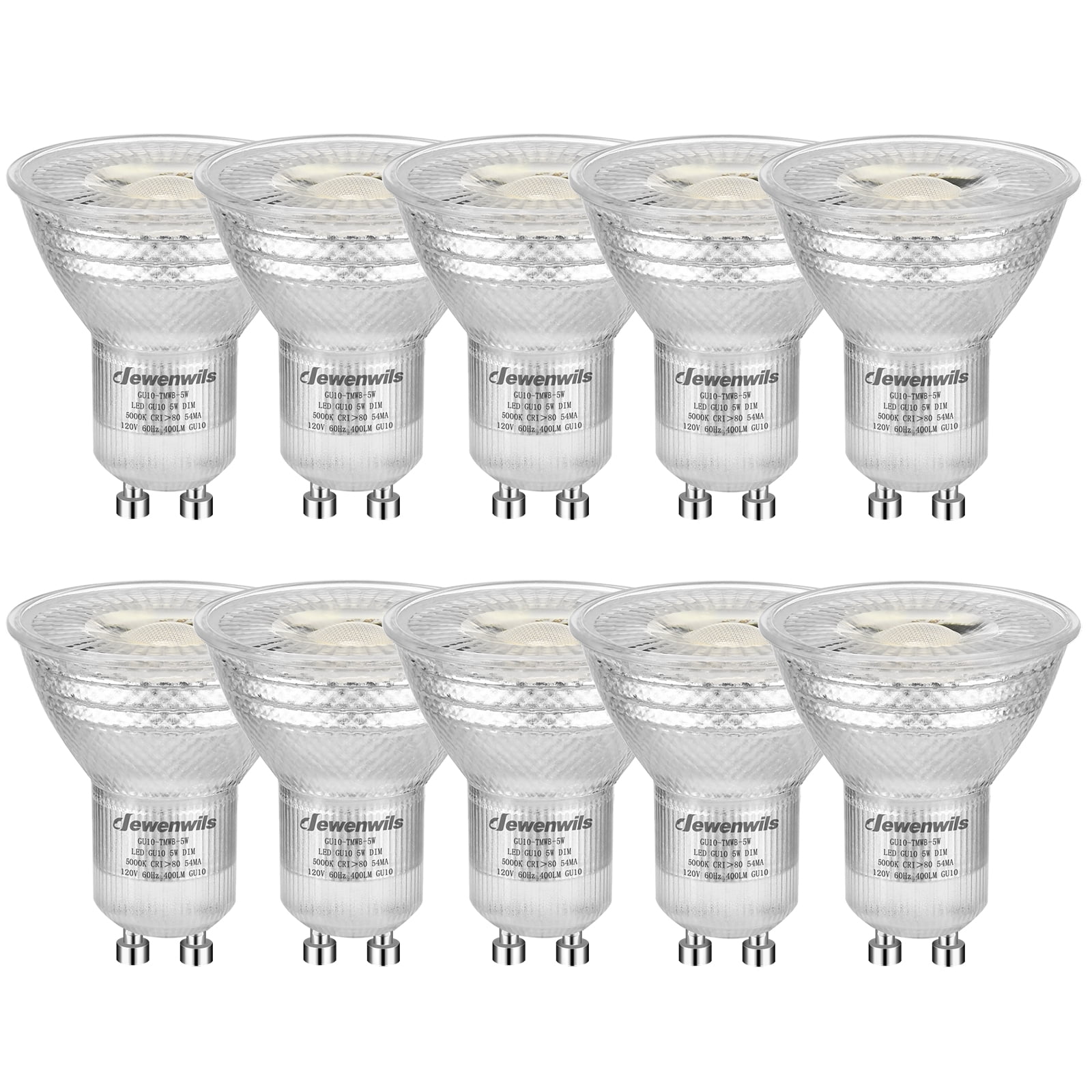 DEWENWILS 10-Pack Dimmable GU10 LED Lights Bulb, 5000K 400LM, 5W 50W Spot Light Bulb, 120V Twist Base - Walmart.com