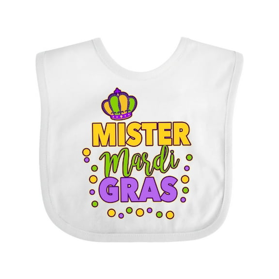 Inktastic Mister Mardi Gras with Crown and Dots Boys Baby Bib