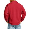 thumbnail image 5 of Lumtrix Mens Waffle Shirt Long Sleeve Button Down Casual Blouses Lightweight Tops Classic Tshirt for Men Red 3XL, 5 of 7
