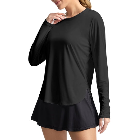 Weikingp Sun Shirt Women，Uv Protection Shirts For Women Workout Tops Womens Athletic Tops Hiking Shirts Swim Shirt Long Sleeve Sun Shirt Women Black L
