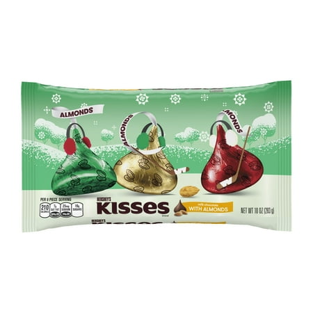 KISSES Holiday Milk Chocolates with Almonds, 10 oz