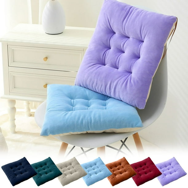 Cojín de Felpa Premium para Silla de Oficina con Correas Antideslizantes - Cojín Grueso de Espuma Viscoelástica para Sillas de Escritorio, 30 X 30 X 5 Cm, Relleno de Ante y Algodón Perlado, Beige