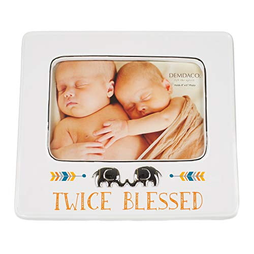 Twice Blessed Silver Toned 6 x 4 Ceramic Metal Glass Wall and Table Top Frame
