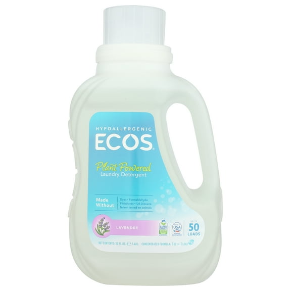 Pack of 8, Ecos Lavender Hypoallergenic Laundry Detergent, 50 oz