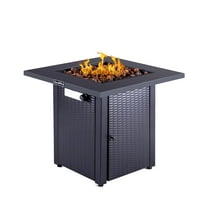 Legacy Heating 28" Square Wicker Propane Fire Pit Table - 50,000BTU, Lava Rock, ETL Certified - Patio, Deck, Backyard