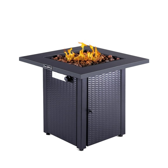 Legacy Heating 28" Square Wicker Propane Fire Pit Table - 50,000BTU, Lava Rock, ETL Certified - Patio, Deck, Backyard