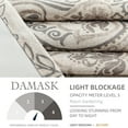 thumbnail image 4 of Curtainking Damask Printed Curtains for Bedroom Living Room Linen Textured Thermal Insulated Curtains Grommet 2 Panels 54 inch Length Grey on Greyish Beige, 4 of 11