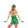 thumbnail image 3 of Women Christmas Santa Helper Elf Costume Sequined Mini Bodycon Dress with Hat Gloves Cosplay Outfit, 3 of 7