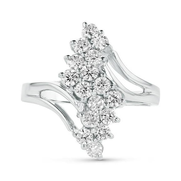 Bague Diamant 0.80 CTW, Or Blanc 14K - Taille 9