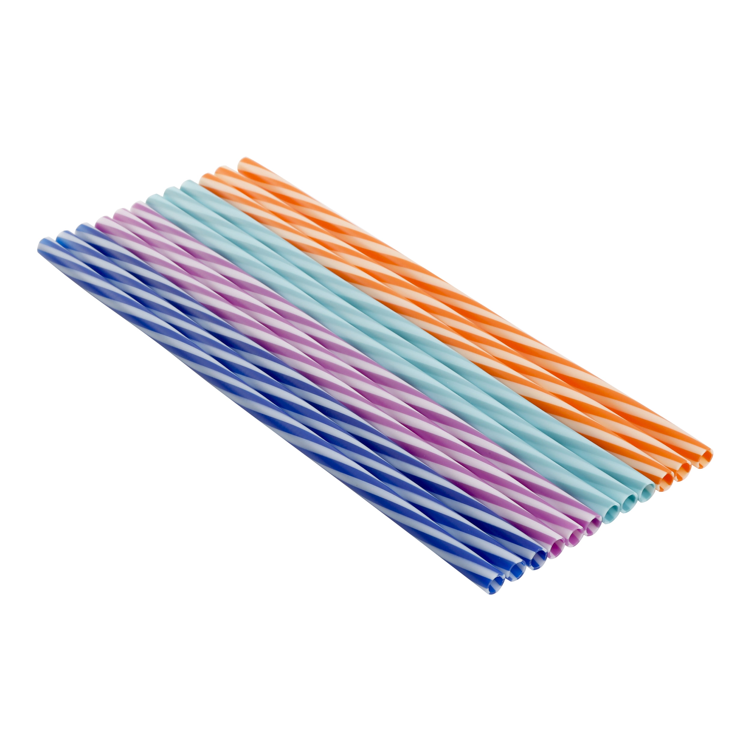 The Pioneer Woman 12pc Striped Plastic Straws 9.5 Inch Reusable Blue Teal Purple for sale online 